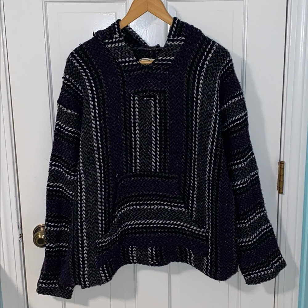 Black, Purple, and Grey Baja Hoodie - Size Medium
